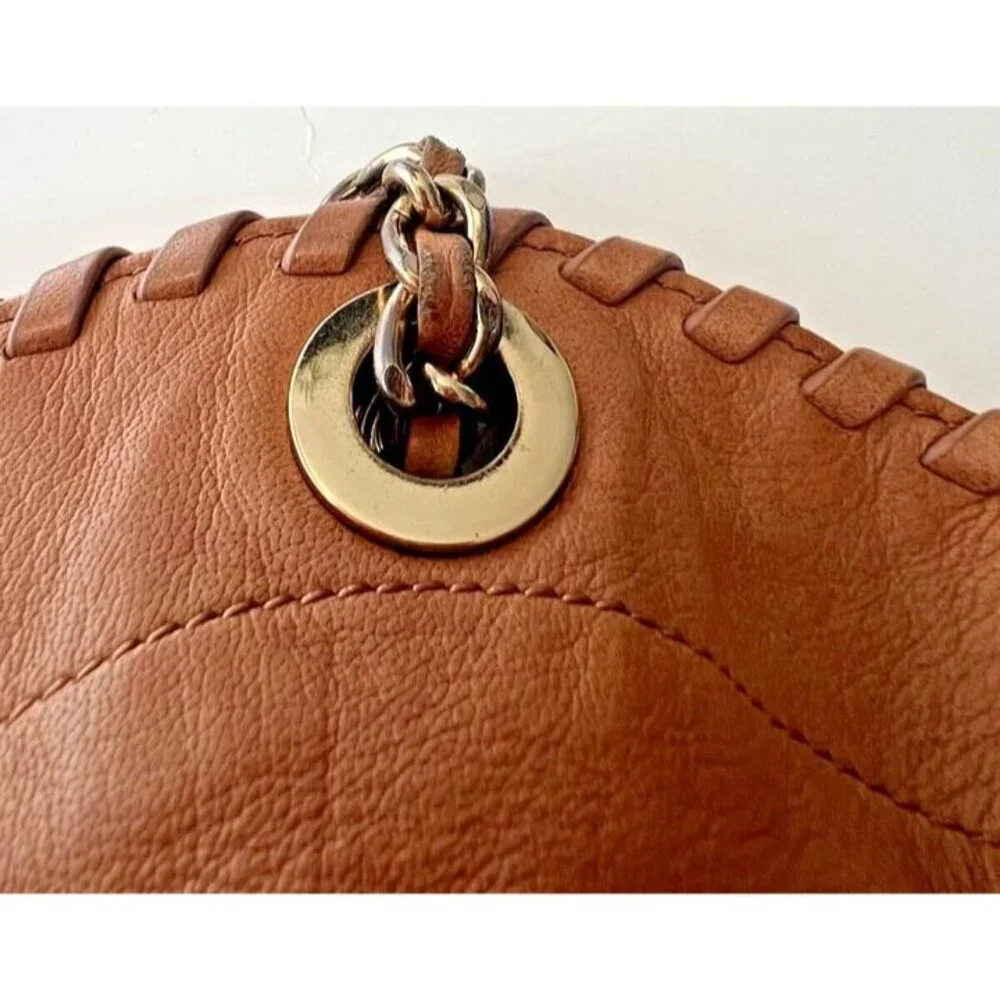 Designer Tory Burch Marion Brown‎ Leather Slouchy Boho Western Classic Purse